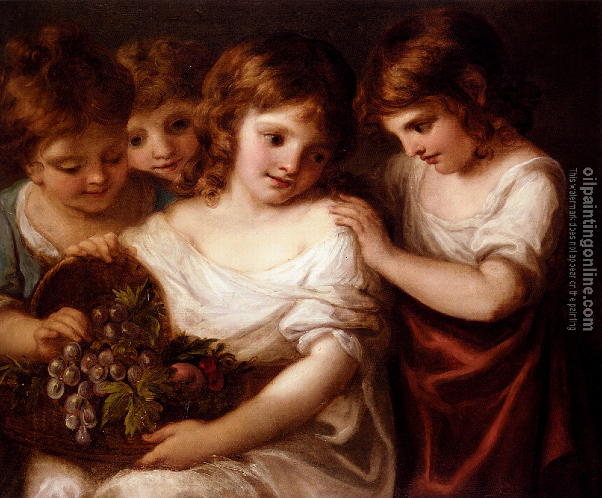 Angelica Kauffmann - Four Children With A Basket Of Fruit